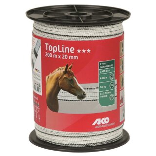 AKO TopLine Weidezaunband 20mm 200m - weiß/schwarz