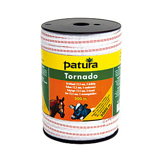 Patura Tornado Breitband 12,5mm - 200m Rolle, weiß-orange