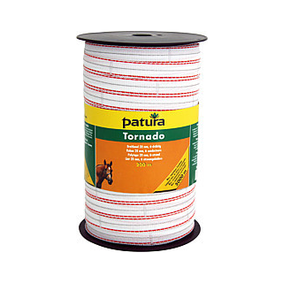 Patura Tornado Breitband 20mm - 200m Rolle, weiß-orange