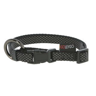 KOMPLETTSET GoLeyGo 2.0 Führleine & Halsband für Hunde / Hundeleine Hundehalsband Flat - inkl Adapter-Pin S schwarz