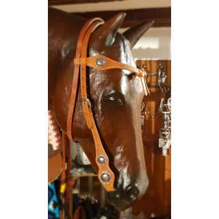 Knotted Headstall with silver Conchos - Westerntrense - Kopfstück