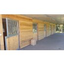 Stalltür - Pferdeboxen-Aussentüre - 2-flüglig - mit Sicherheitsglas und Schutzgitter 2x1m verzinkt Kiefernholz