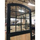 Stalltür - Pferdeboxen-Aussentüre - 2-flüglig - mit Bogen - mit Schutzgitter und Sicherheitsglas 2,5x1,25m pulverbeschichtet Recyclingbohlen