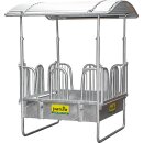 Patura Viereckraufe mit Sicherheits-Palisadenfressgitter - 1,55x1,55m - 8 Fressplätze