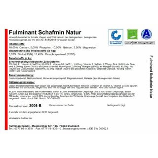 Fulminant Schafmin Natur - Mineralfuttermittel für Schafe, Ziegen und Wild - 25 Kg Sack