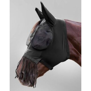 Fliegenmaske PUCK mit Nasenfransen, schwarz Pony