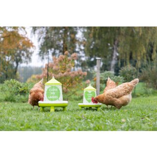 Futterautomat, mit Füßen, grün mit Motiv