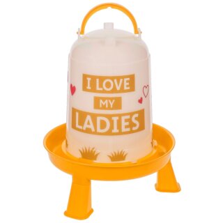 Kunststoff-Tränke - Hühnertränke - 5 L, mit Füßen, orange, mit Motiv