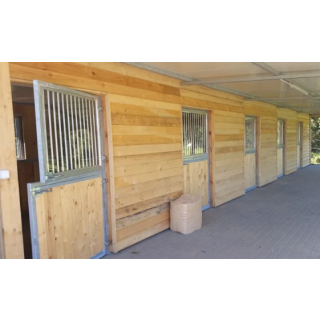 Lagerware : Stalltür - Pferdeboxen-Aussentüre - 2-flüglig - Holzfüllung - mit Sicherheitsglas und Schutzgitter