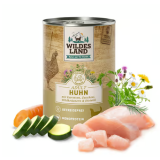 Wildes Land - Hundefutter - CLASSIC Adult - Nassfutter - Huhn mit Karotte - 800g