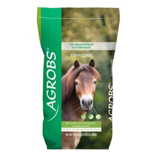 Agrobs - Teffcobs - Die zuckerarme Grasart für sensible Pferde - Pferdefutter - 20 Kg